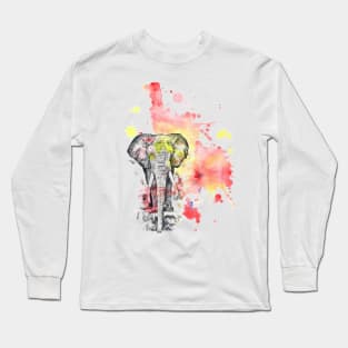 Grey Elephant and an Exlplosion of Color Long Sleeve T-Shirt